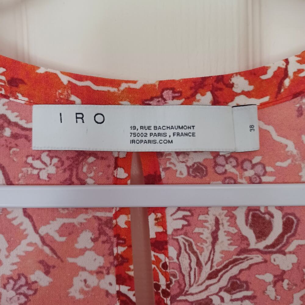 IRO Variety Ruffled Paisley Mini Dress Orange FR 38 US 6 - Picture 5 of 16